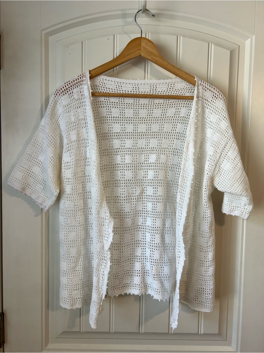 White Crochet Open-Front Women's Sweater Cardigan